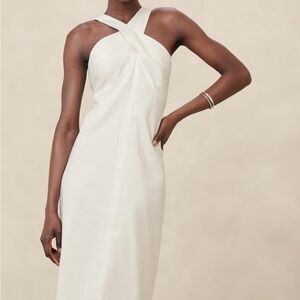 Petite Linen Banana Republic Midi Dress Sz 6 With Tags